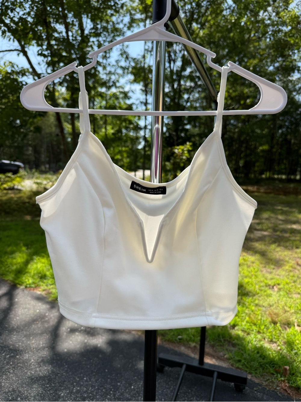 V-Notch Cropped Spaghetti Strap Cami